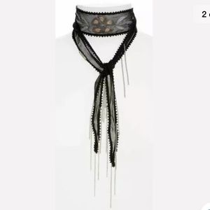 NEW Chan Luu Embroidered Flower Choker Necktie